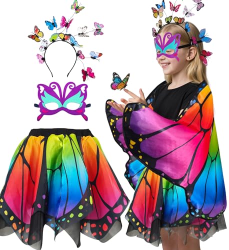Disfraz con alas de mariposa doble y tutú para niñas 4-6 años miniatura 2