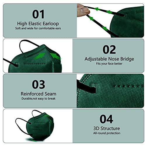 HUHETA KN95 Face Masks Individually Wrapped 60 Packs, 5-Ply Breathable Protective Disposable KN95 Mask for Adults, Multicolor - Thumbnail 4