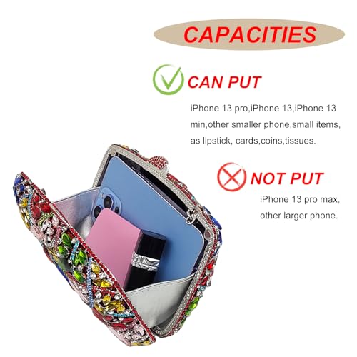 Image of Colorful Crystal Clutch Box Handbag Women Sparkling Evening Bags for Wedding Party Prom Purse