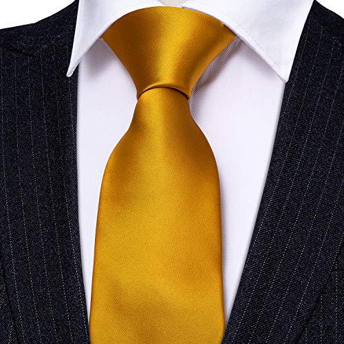 Image of Barry.Wang Plain Men Silk Ties Extra Long Satin Necktie for Wedding Business Handkerchief Cufflinks Set Solid Colors