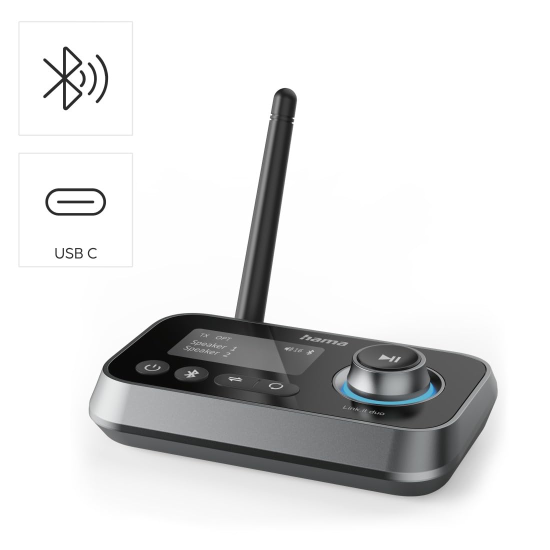 Hama Émetteur Recepteur pour TV, Bluetooth, Multipoint 2 Sources, Noir