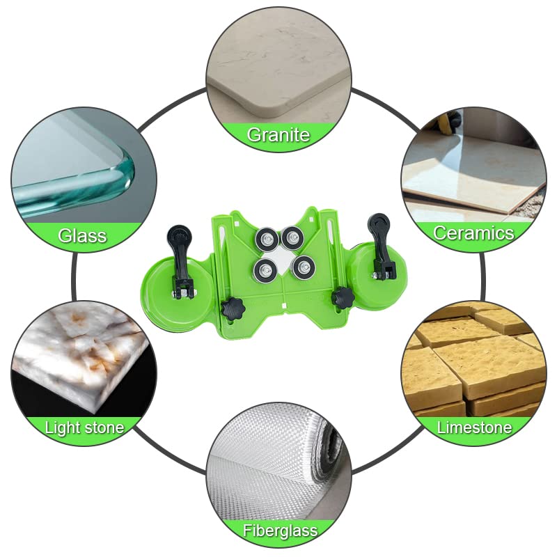 Hole Saw Guide Jig Fixture, 4mm - 83mm Adjustable Punch Locator Drill Guide Glass Drilling Jig with Double Vacuum Suction Bases for Ceramic Glass Marble