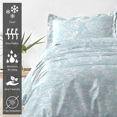 Pizuna Cotton Single Simply Floral Blue Print Duvet Cover 140x200 - Image 2