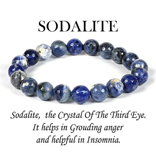 Image of Certified Natural Crystal Stone Diamond Cut /Faceted 10 mm Beads Bracelet for Men & Women | Reiki Charged Gemstone Jewellery | Multiple Stone Variants Available