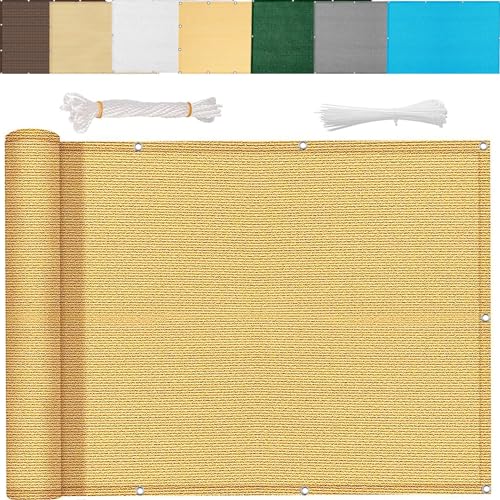 YANHONG Recinzione Copertura per Balcone 105 x 800 cm Recinzione Copertura Schermante per Balcone Privacy Resistente alle intemperie con Fascette e funi, Giallo
