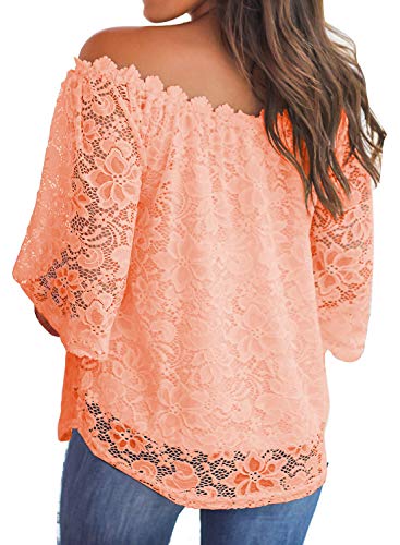 Image of MIHOLL Women's Lace Off Shoulder Tops Casual Loose Blouse Shirts