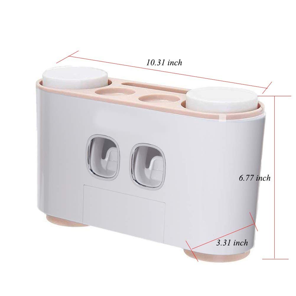 Dispensador Automático de Pasta de Dientes, Soporte de Cepillo de Dientes a Prueba de Polvo con Copas Sin Estante de Pared de Clavos Estante Organizador de Baño,C