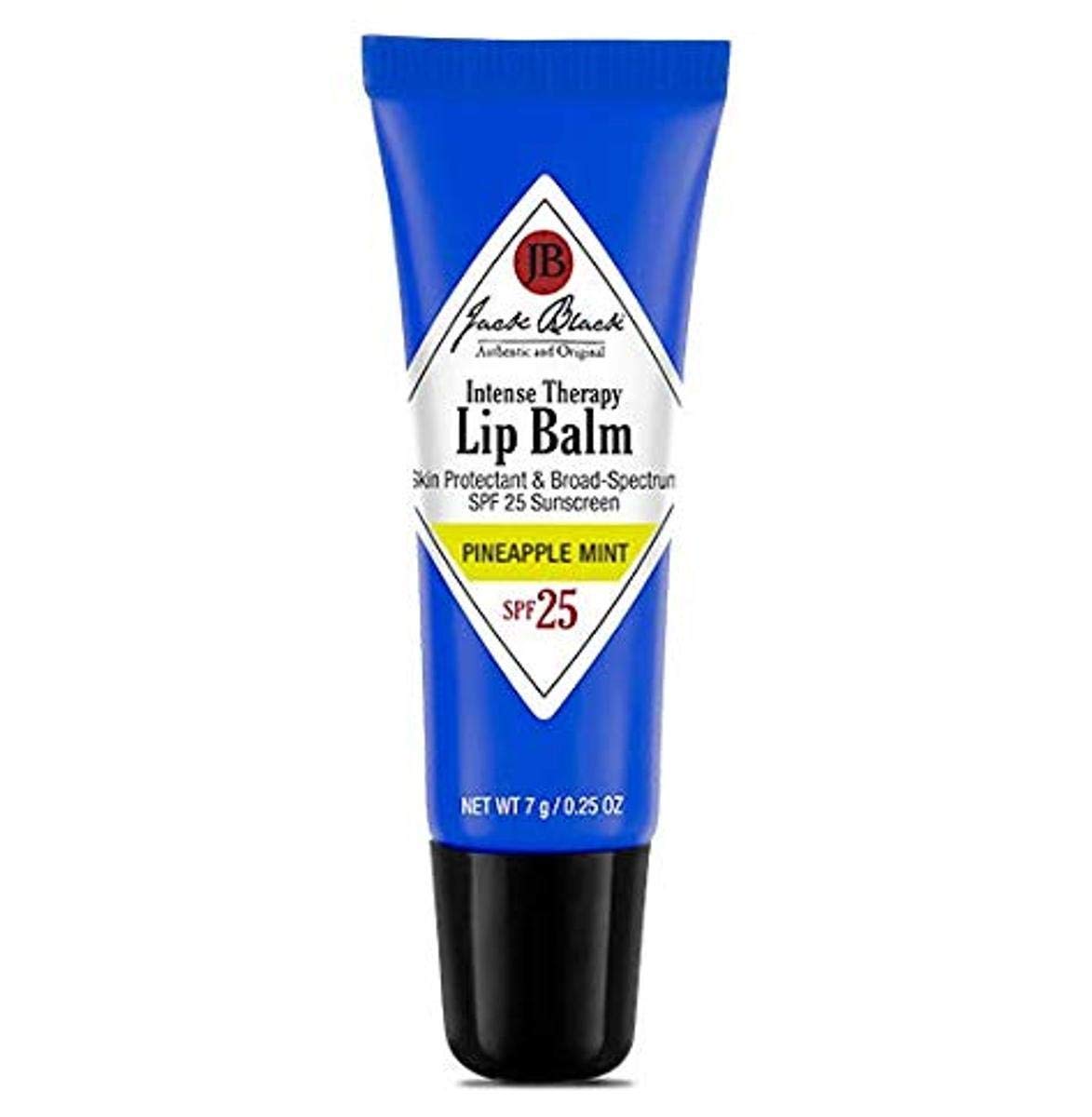 Jack Black - Intense Therapy Lip Balm SPF 25, 0.25 fl oz - Green Tea Antioxidants, Long Lasting Treatment, Broad-Spectrum UVA and UVB Protection, Pineapple Mint Flavor, 0.25 oz.