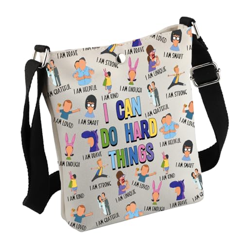 MNIGIU Burgers TV Show Inspired Gift I Can Do Hard Things Crossbody Bag Burgers Quote for TV Show Lover