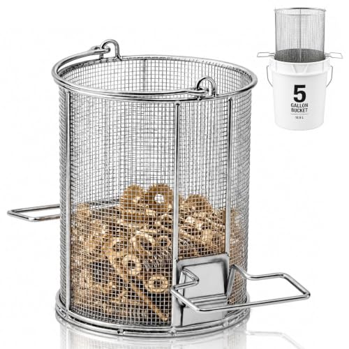 1/8″ Mesh 5 Gallon Stainless Steel Parts Wash Strainer Basket, 1 Pcs
