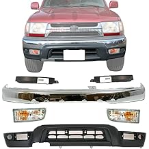 Front Bumper Face Bar Chrome + Lower Valance + Extension Filler + Signal Lights For 1999-2002 Toyota 4Runner Base / SR5 Models Direct Replacement