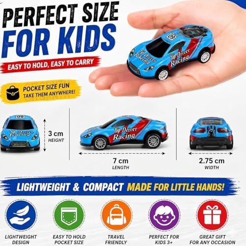 Image of GITGRNTH 12 Pcs Mini Metal Pull Back Cars for Kids 3+ Years, Die Cast Racing Car Toy Set for Boys & Girls, Friction Powered Mini Cars, Birthday Return Gifts, Party Favor Toys & Fun Play Vehicle Set