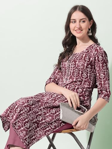 Image of MIRCHI FASHION Women's Straight Fit Paisley Printed And Embellished Kurta Set with Dupatta and Trouser