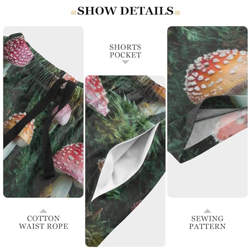 Men's Short Pajama Bottoms Red Mushroom Plant Funny Home Casual Sleep Pants3