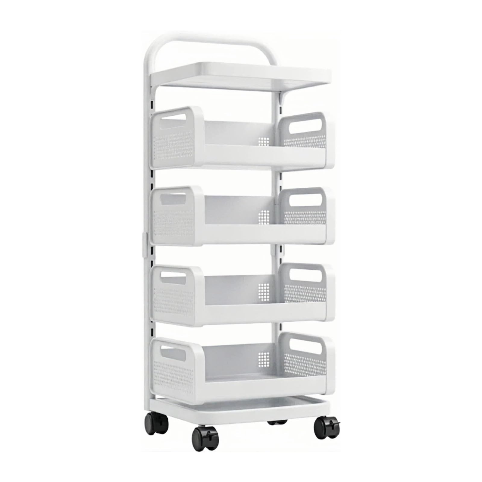 FZL02068LM Kitchen Trolley Kitchen Rolling Cart Multi-Tier Pot and Vegetable Rack Cookware Storage Shelf(White)