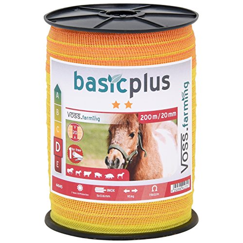 Produktbild von VOSS.farming Weidezaunseil 600 M (6 Mm) – 3 Rollen à 200 M, Inkl. Seilverbinder & Warnschild, Extrem Leitfähig, UV-stabil, Für Pferde, Rinder & Co.