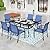 SUNSHINE VALLEY 7 Piece Outdoor Dining Chairs Blue,Steel Dining Table with 1.57" Umbrella Hole,Patio Dining Set for Outdoor Kitchen Lawn Garden,with 6 Pieces Chairs.