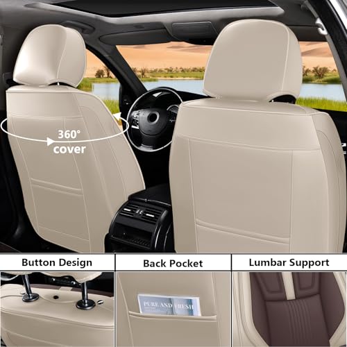 Image of Custom Car Seat Covers for Chevy Blazer 2019-2026,Easy install,Beige Brown | nappa leather seat protector,full coverage seat covers,all weather seat cover,waterproof,anti-slip,easy clean,5 seat Standard