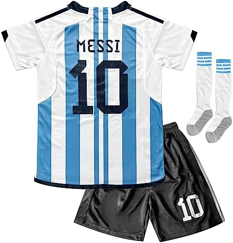 3 Piece Soccer Jersey for Boys Ron_aldo Jersey Kids,Soccer Jersey for Kids Football Youth Jerseys (as1, Age, 8_Years, 9_Years, Blue White)