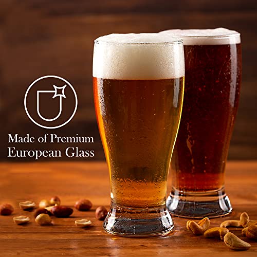 Volarium Beer Glasses, Tall Clear Drinking Glass, Classic Lager Stout Pilsner Glass Set, All Purpose Tumblers, 19 ¼ oz (Set of 4) - Thumbnail 4