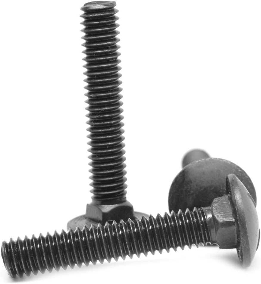 ASMC Industrial 1/4-20 x 2-1/2" Coarse Thread Grade 5 Carriage Bolt - Medium Carbon Steel for Heavy-Duty Fastening - Corrosion-Resistant Black Oxide Finish, Pack of 50