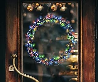 ADEPTNA Premium Christmas Decoration Wreath With 100 LED String Lights Front Door Wall Xmas Wreath 30cm Hanging Garland Festival Decorations