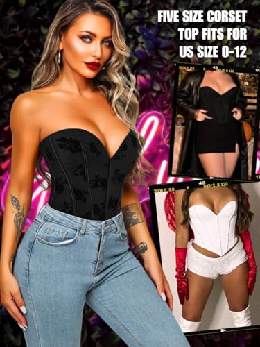 Image of ChiaoLezhee Heart Corset Top For Women, Sexy Concert Outfits Going Out, Strapless Crop Top, Overbust Bustier