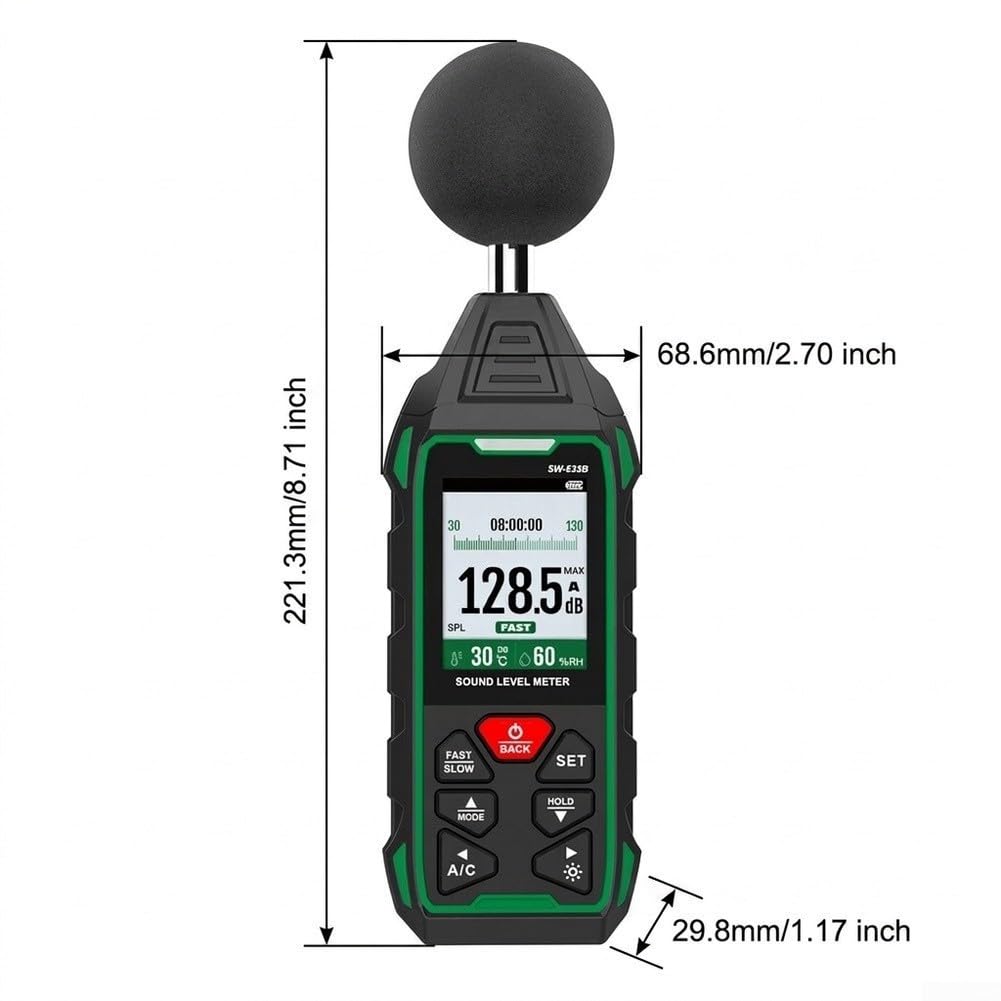Sonómetro Digital 30-130dB Precisión ±1.5dB A/C
