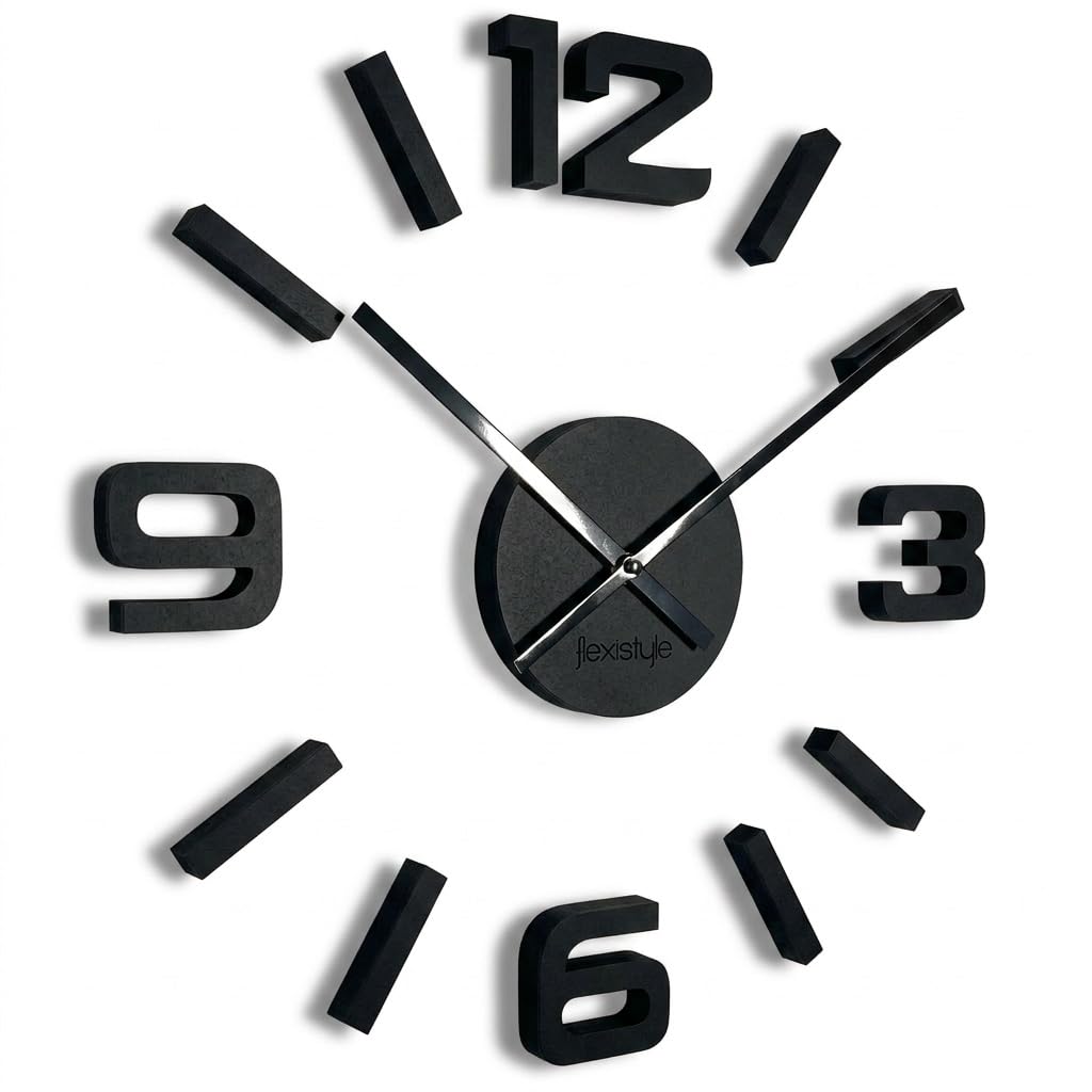 FLEXISTYLE Orologio da parete 3D fai da te, in legno di quercia, grande, 50-75 cm, 3D, design moderno, EKO, orologio da parete, decorazione per ufficio, soggiorno, camera da letto, articolo