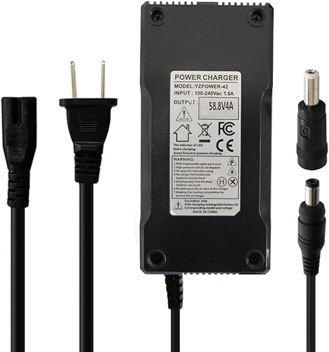 Abakoo Cargador de batería rápido de 58.8 V 4 A para batería de litio de 48 V (51.8 V 52 V) 14 S con enchufe CC de 0.217 x 0.083in 0.217 x 0.098in