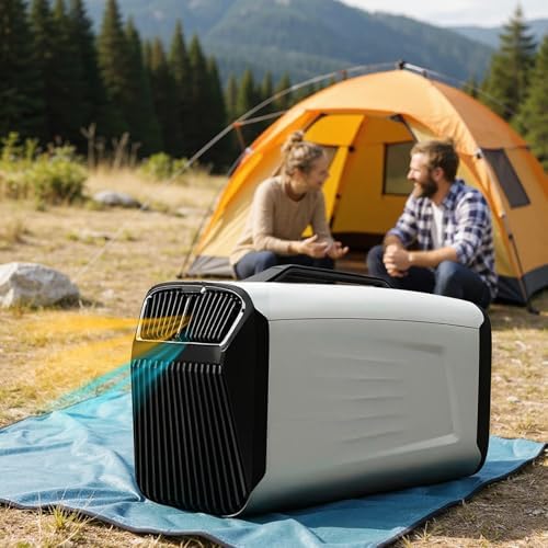 Portable 5400/5600 BTU Air Conditioner - 110V Tent AC Unit with Cooling, Sleep Mode, Dehumidifier & Fan, Ideal for Camping, Tents & RVs, Covers 10㎡, Grey