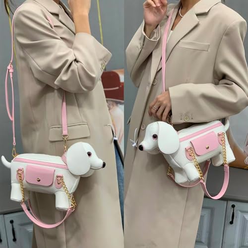Image of Women PU Leather Unique Novelty Dog Shaped Crossbody Shoulder Bag Handbag Purse
