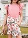 blibean Teen Girls Summer Clothes Set Big Kids Floral Matching Outfits Tween Fashion Two Piece Shirt Shorts Hawaiian Clothing Dual Ruffles Top Dressy Tracksuits Size 12-13 Years Old Pink