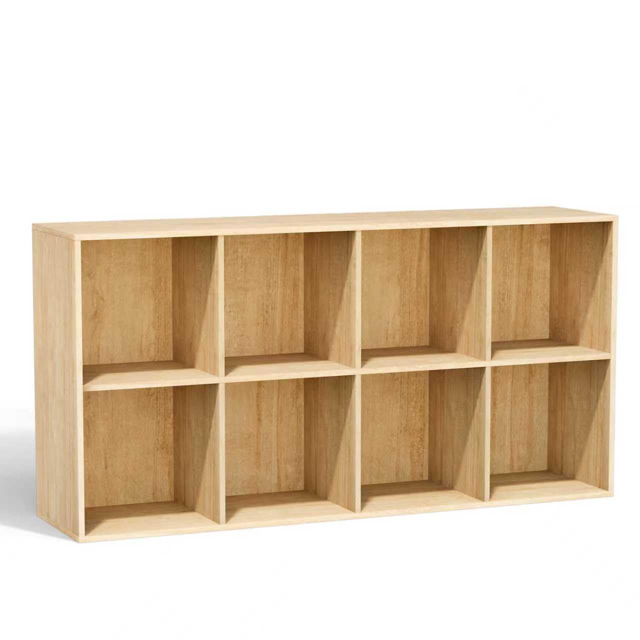 Bücherregal Holz mit Geschlossener Rückwand,Raumteilerregal,Würfelregal,Naturholz,8 Würfel