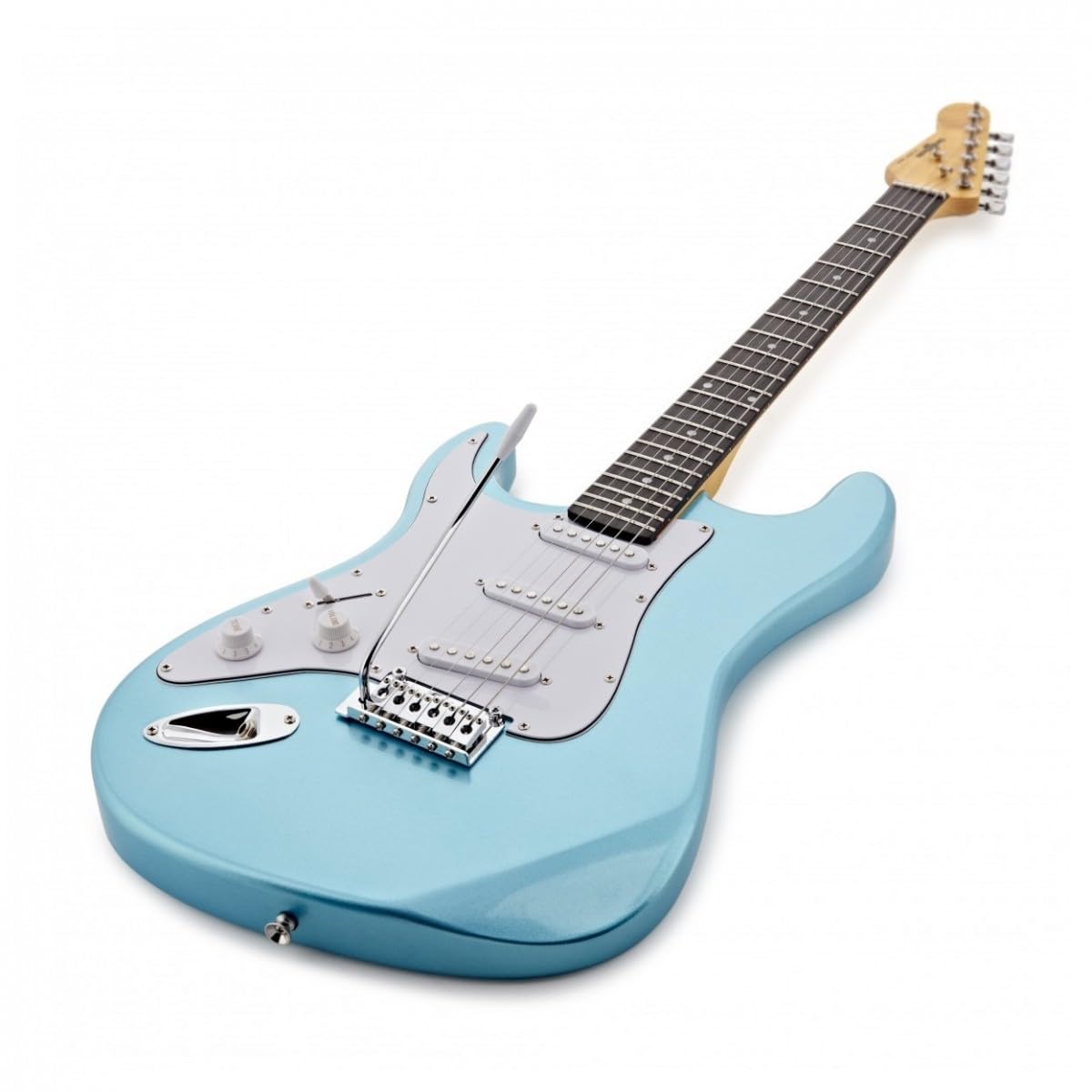Guitare électrique pour gaucher Taille standard + courroie, sacoche, médiators, câble, bleu métallisé