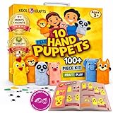 Hand Puppet Kit – Make Your Own Animal Characters, 10 Felt Pieces, Simple Step-by-Step Instructions, Arts & Crafts Activity for Kids, Role Play & Storytelling Birthday Gift