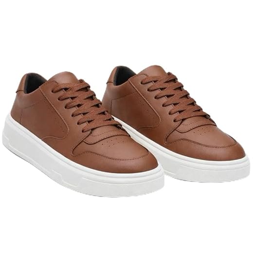 Tenis Casual Masculino Sola Alta Sport Fino Confortável Leve Antiderrapante (Caramelo, BR, Adulto, Numérico, 40)