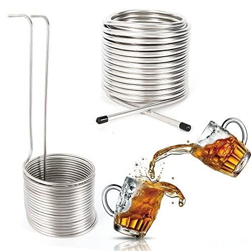Stainless Wort Chiller Cooling Coil Pipe Stainless Steel Immersion Wort Chiller Tube Cooling Coil Pipe for Home Ice Bath Beer Brewing Tubing Coil, Silver