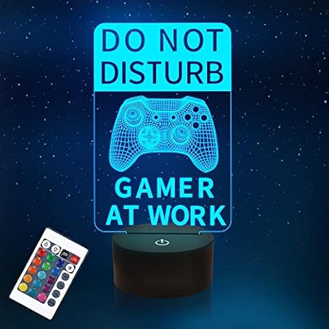 YuanDian Do Not Disturb Gamer at Work Night Light,Gamepad Graphic Video Games Gamer Gift Funny 3D Illusion Lamp 16 Colors Changing Touch & Remote Control for Men Teenagers and Kids Cover