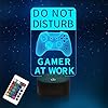 YuanDian Do Not Disturb Gamer at Work Night Light,Gamepad Graphic Video Games Gamer Gift Funny 3D Illusion Lamp 16 Colors Changing Touch & Remote Control for Men Teenagers and Kids