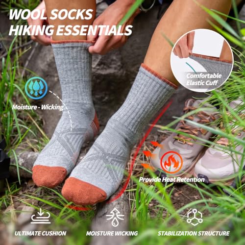 Merino Wool Hiking Socks Moisture Wicking Outdoor Walking for Men Women - image 3