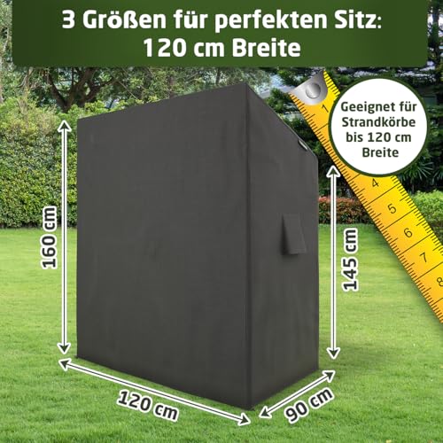 WALDNER Strandkorb Schutzhülle | Oxford 600D | Abdeckung Strandkorbhülle Abdeckhaube Abdeckplane | wasserdicht winterfest wetterfest UV-beständig atmungsaktiv | 120 x 90 x 160 B/T/H | grau anthrazit