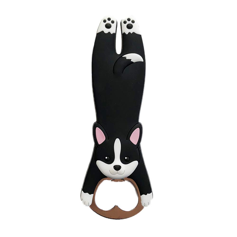 Refrigerator Magnet Silicone Metal Bottle Opener for Beer Coke Bartender Kitchen Barware Metal Novelty Cute Fun Shape (Cat-Black)