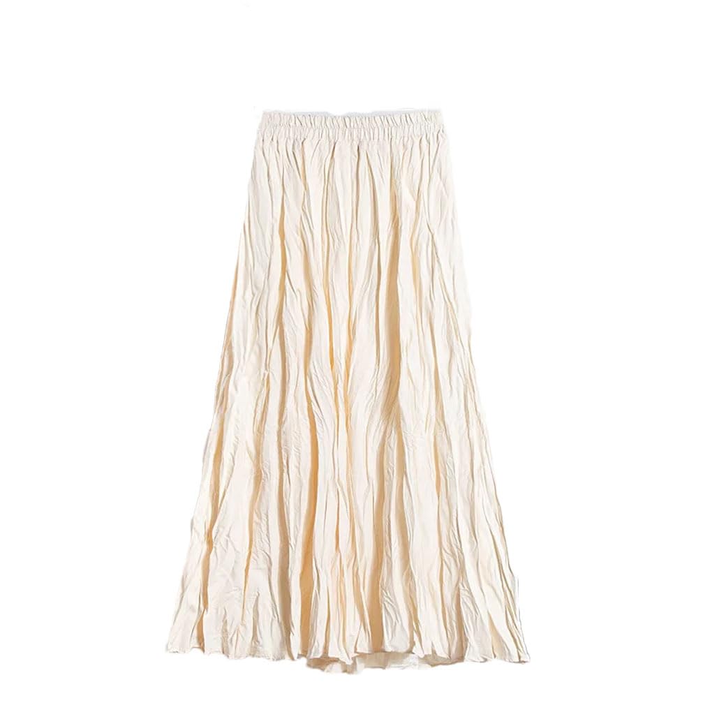 Faldas plisadas de cintura alta de color liso para mujer, longitud media, falda casual acampanada