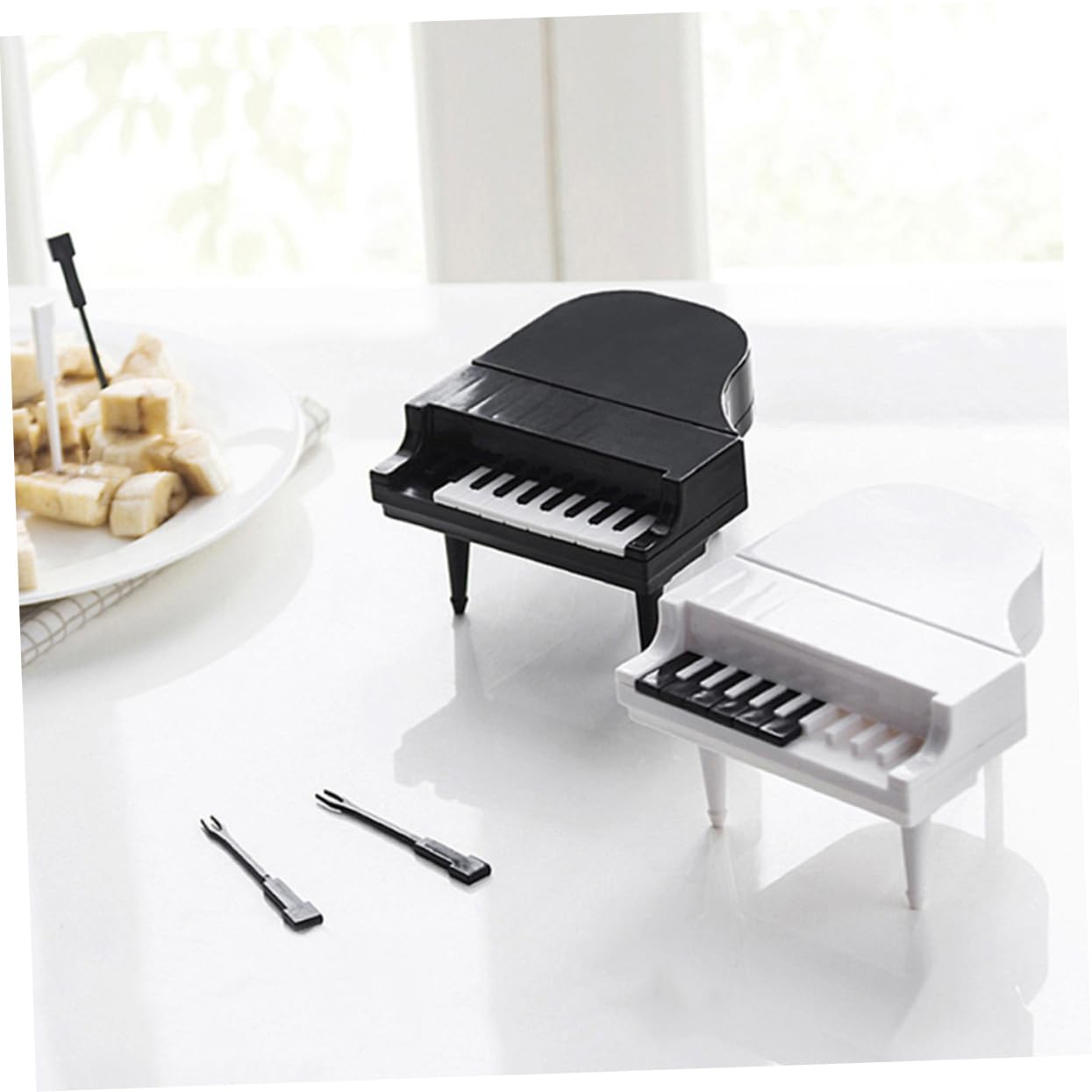 Cabilock Plastic Cake Forks Set Mini Fruit Forks Reusable Small Party Supplies Piano Keyboard Design Safe for Boys and Girls