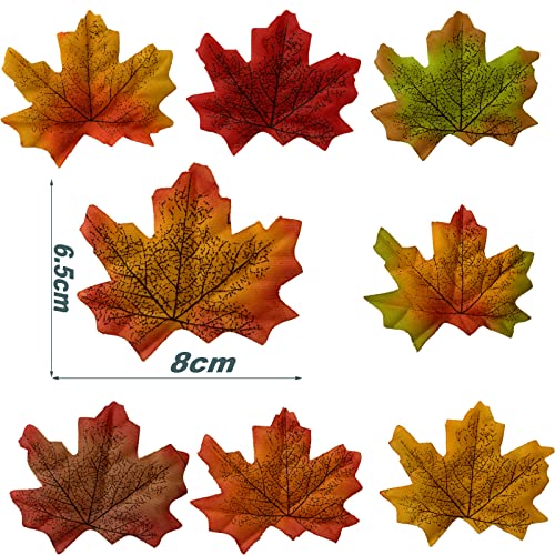 RUIXUE® About 400pcs Artificial Maple Leaves in Autumn Colors - Image 3