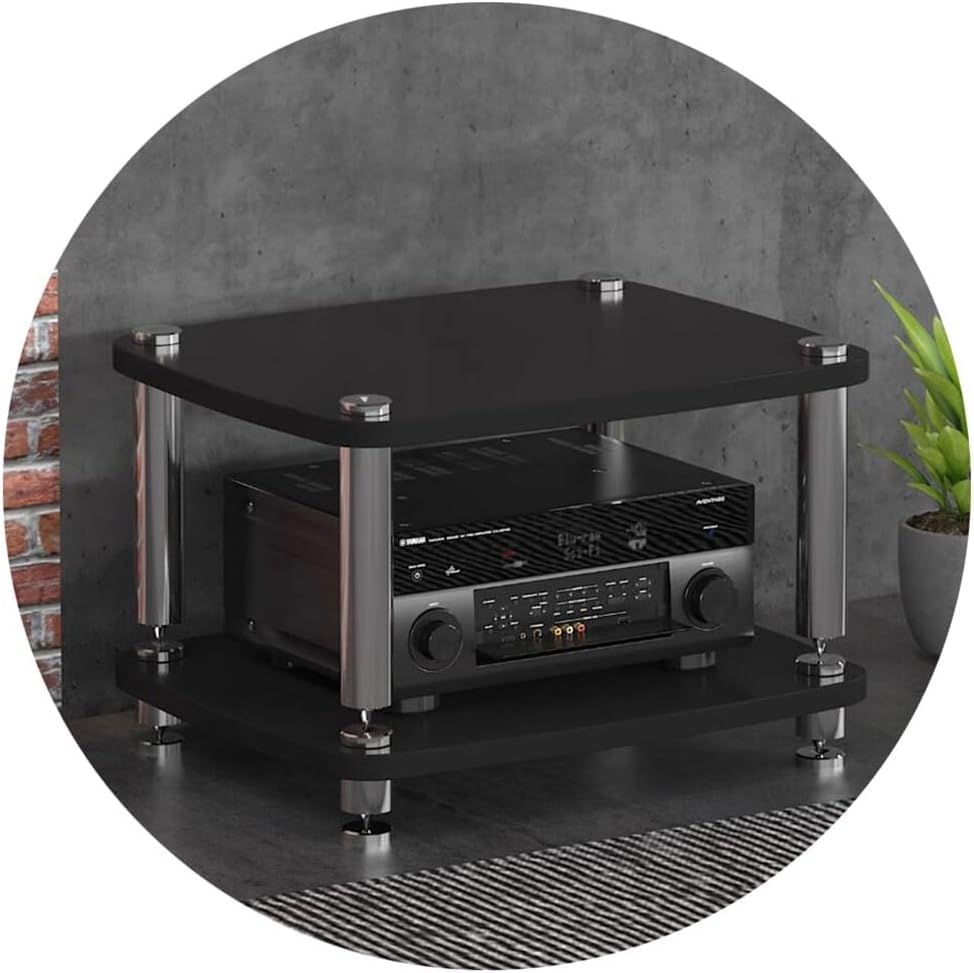 1/2/3/4-layer HIFI Audio Cabinet HIFI Stand Record Player MDF Stand Audio Rack With Shock-absorbing Feet Power Amplifier Shelf Equipment Cabinet(Size:60 * 48 * 38cm(2Tier),Color:Black)