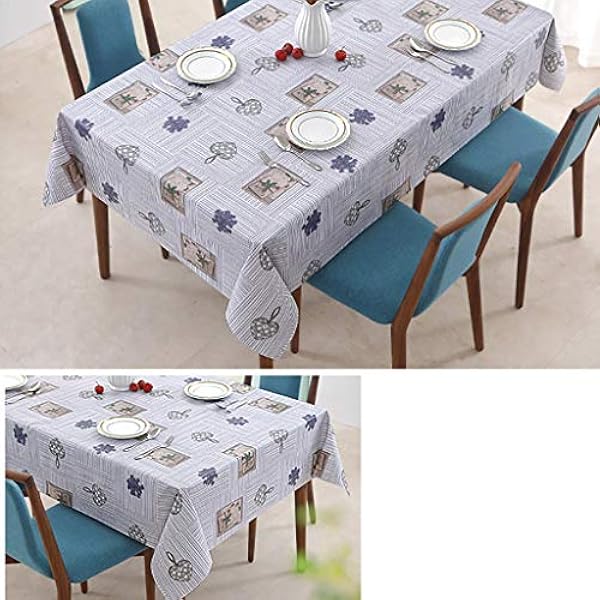Waterproof PVC Table Cloth endurable Easy Plastic Table Cover for Rectangle/Square Tables Great for Kitchen Dinning Tabletop Buffet Decoration Vinyl Tablecloths (Color : Gray