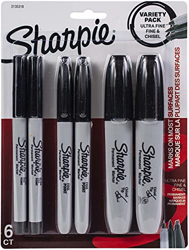 Sharpie S-Gel Gel Pens, Bold Point (1.0Mm), Blue Ink Gel Pen, 12 Count & Permanent Markers Variety Pack, Featuring Fine, Ultra-Fine, And Chisel-Point Markers, Black, 6 Count #TOP4