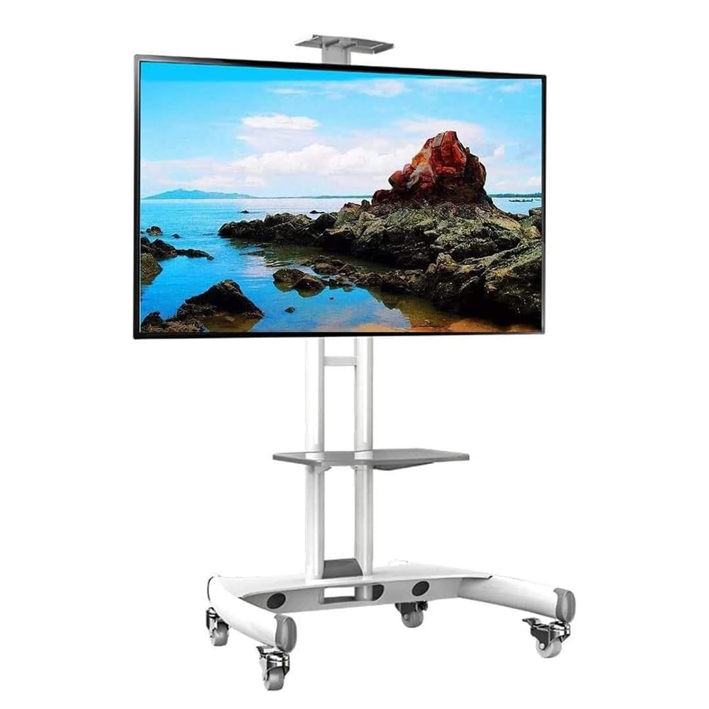 DFGHNBVC Mobile Tv Stand On Wheels, Heavy Duty Tv Trolley For 32 To 65 Inch Lcd Led Oled Flat Tvs, Outdoor Portable Rolling Tv Stand For Office, Universal Tv Stand Up To 45Kg, For